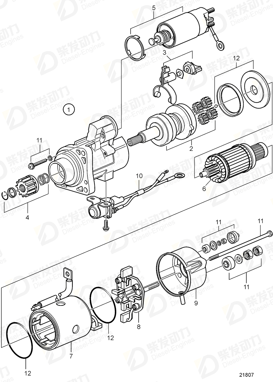 VOLVO Starter solenoid 3818887 Drawing